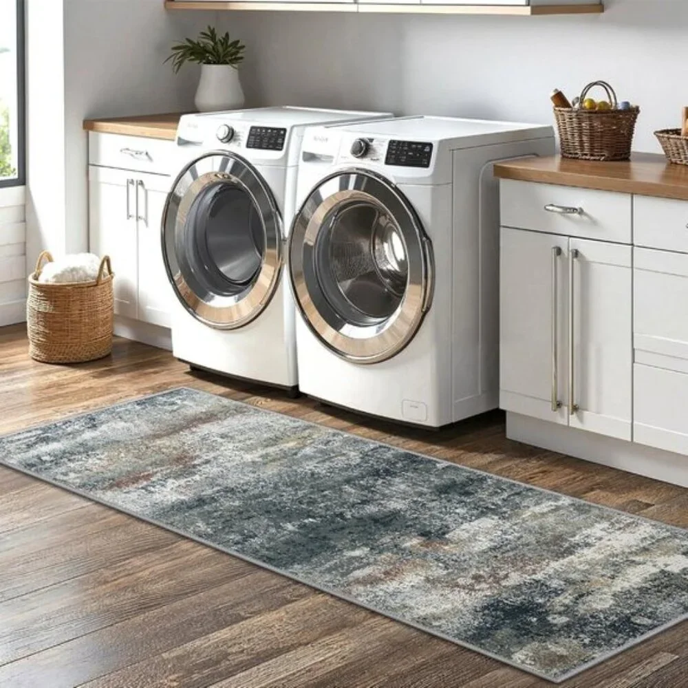 New 3-Piece Black & Brown Kitchen Rug Set, Non-Slip, Washable, Waterproof Mats